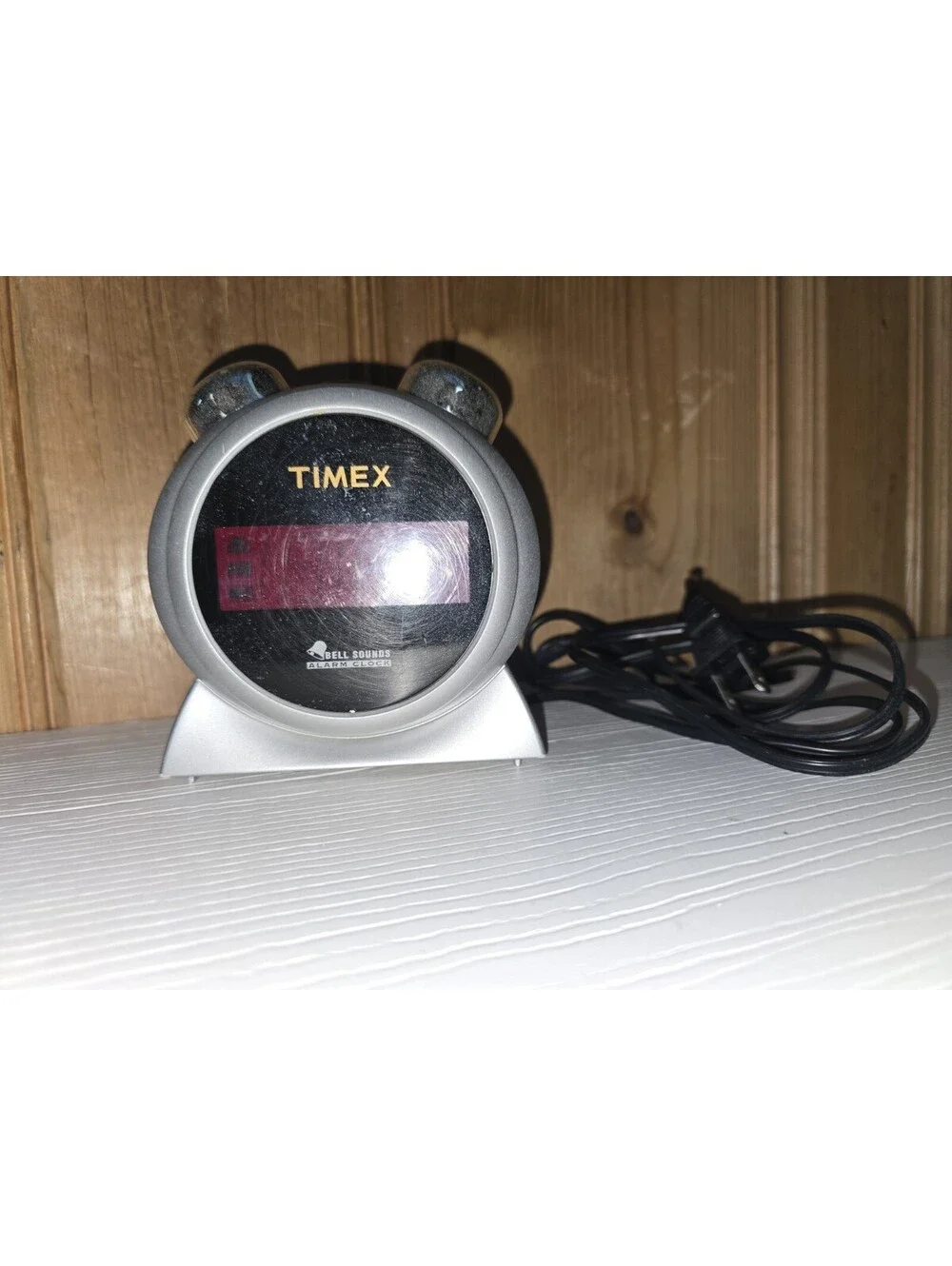 Timex Bell Sounds Digital Alarm Clock Silver Tested Working AC Powered
